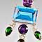 Silver, blue topaz, amethyst, and chrome diopside