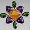 Silver, fire opal, amethyst, and chrome diopside