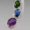 Silver, titanized druzy agate, amethyst, kyanite, and chrome diopside