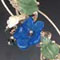 Silver, blue agate (dyed), and aventurine
